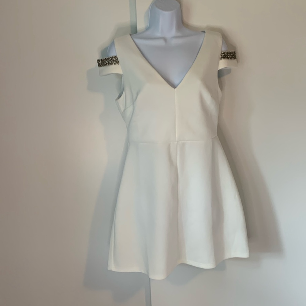 Ark & Co Cold Shoulder A-Line Dress Cream Size M